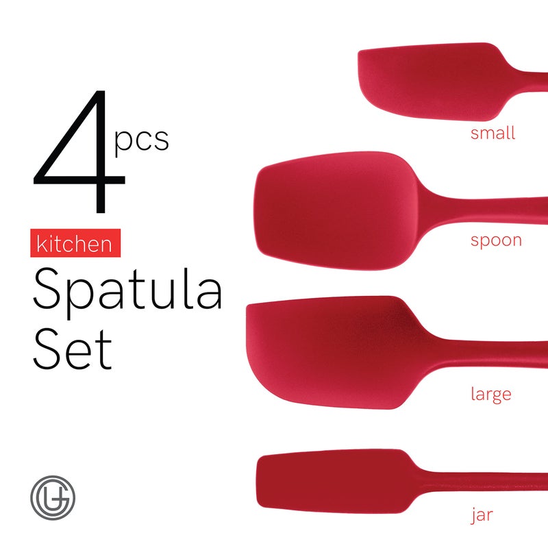 UpGood Silicone Spatula Set 600Â°F - High Heat Resistant Nonstick, Small and Large Kitchen Spatulas - Flexible BPA Free Professional Grade Cookware - Utensils for Cooking, Baking, Mixing(4 Pcs, Red) - Image 2